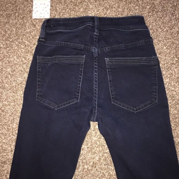 Blue Black Free People Ivy Mid Rise Released Hem Skinny Jeans - Picture 11 of 13